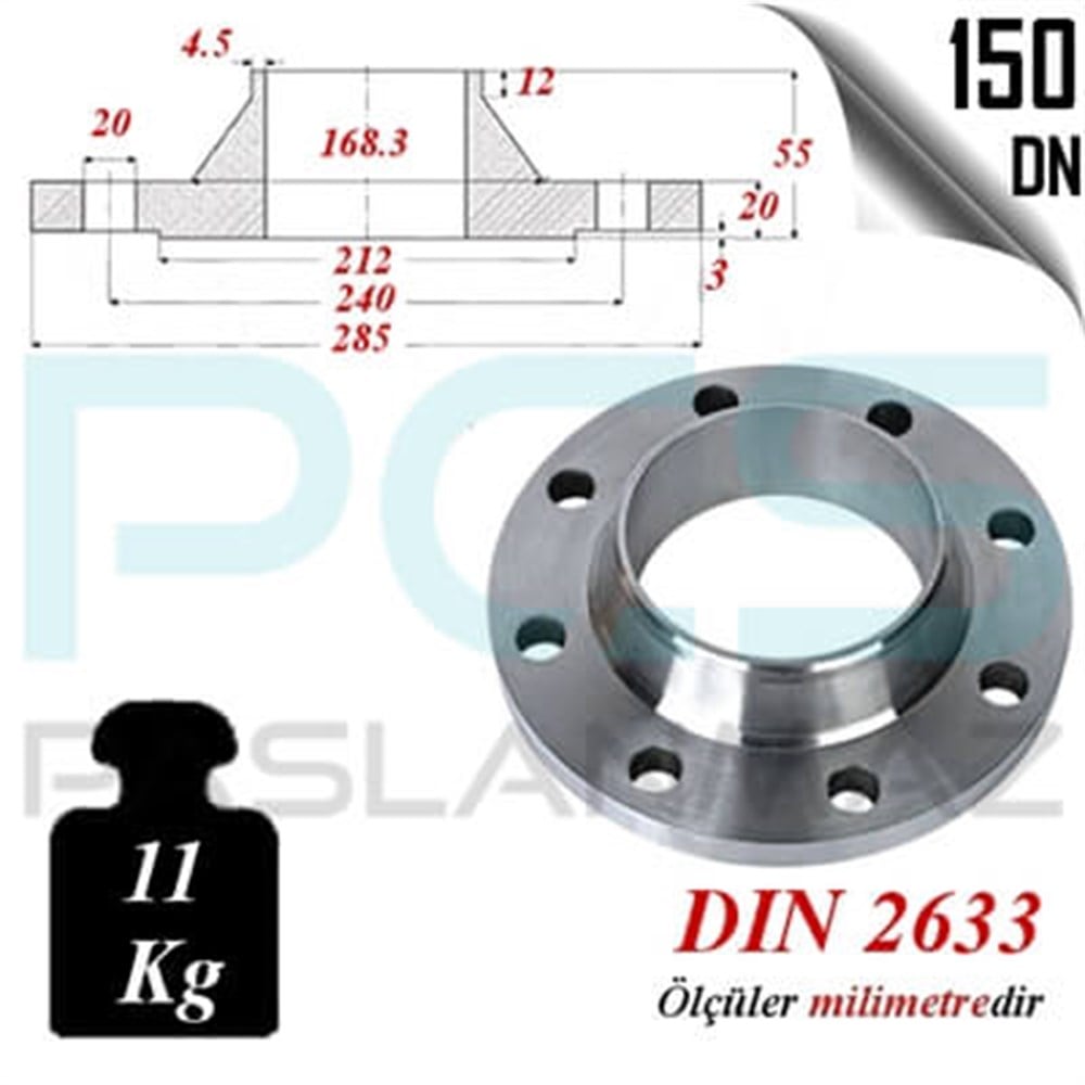 PASLANMAZ ÇELİK 304 KALİTE BOYUNLU FLANŞ