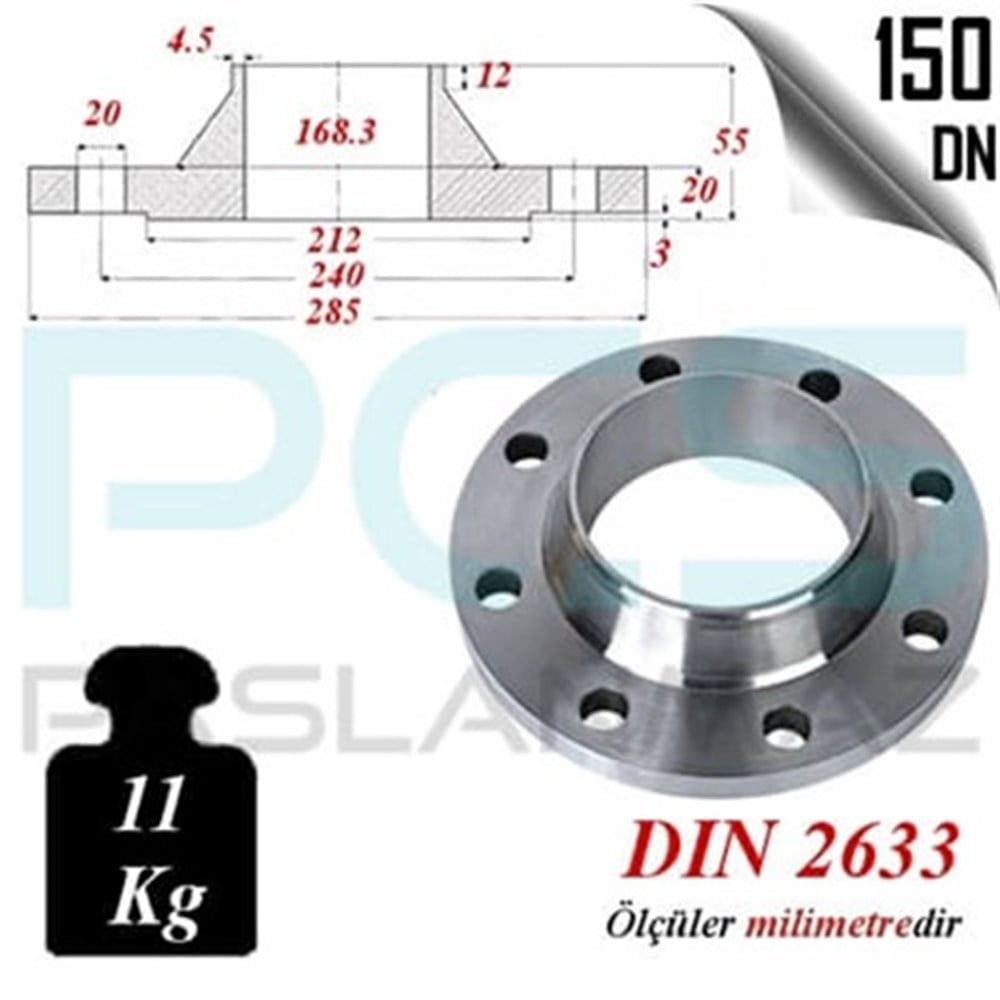 PASLANMAZ ÇELİK 304 KALİTE BOYUNLU FLANŞ