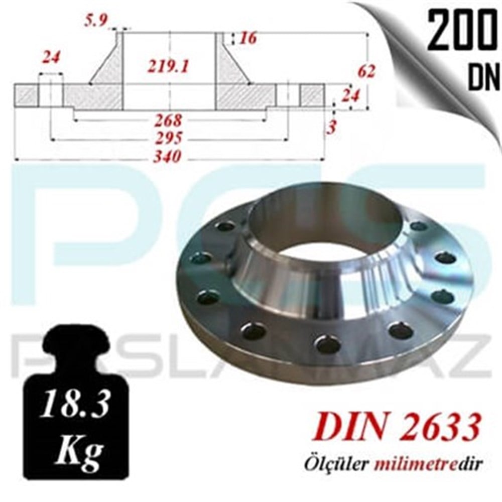 PASLANMAZ ÇELİK 304 KALİTE BOYUNLU FLANŞ
