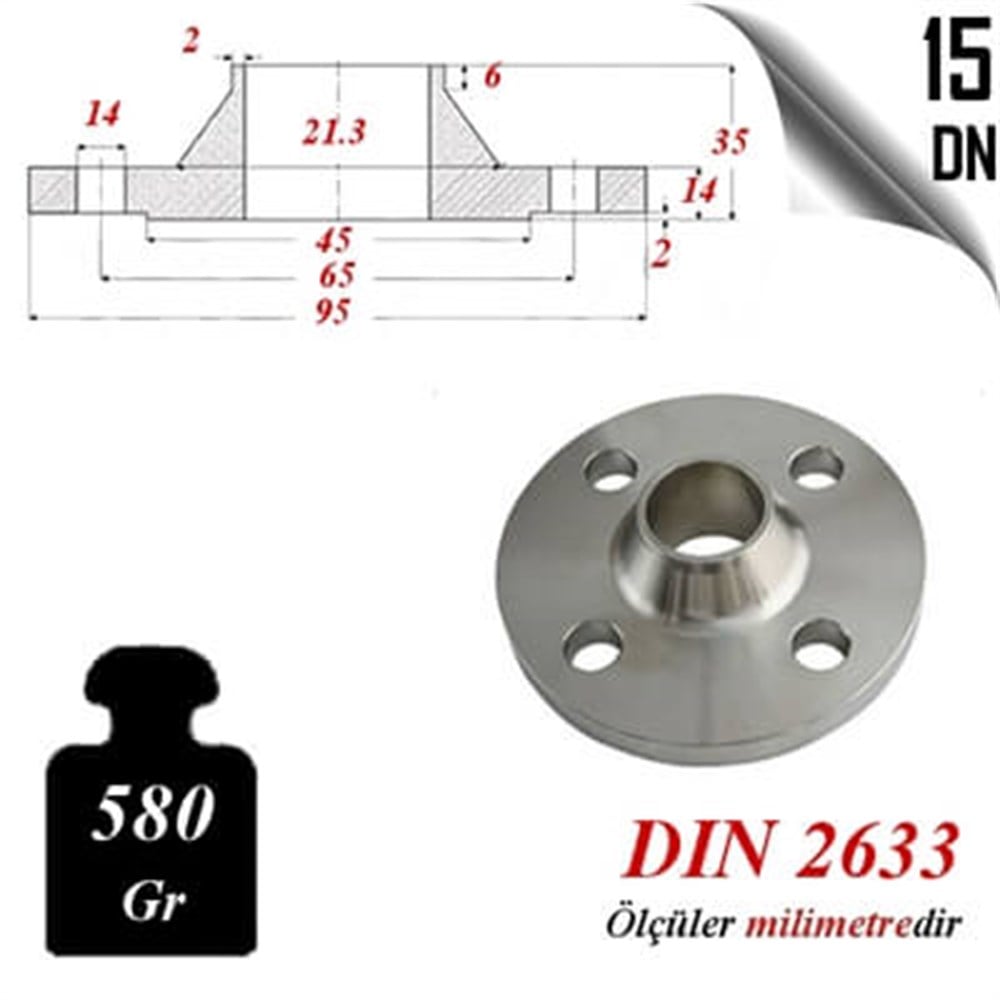 PASLANMAZ ÇELİK 304 KALİTE BOYUNLU FLANŞ