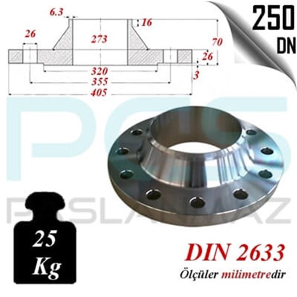 PASLANMAZ ÇELİK 304 KALİTE BOYUNLU FLANŞ
