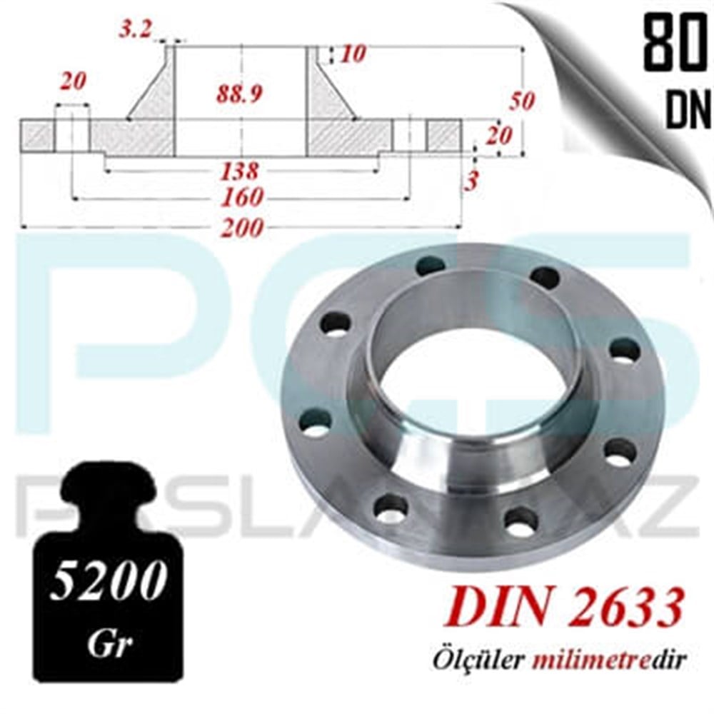 PASLANMAZ ÇELİK 304 KALİTE BOYUNLU FLANŞ