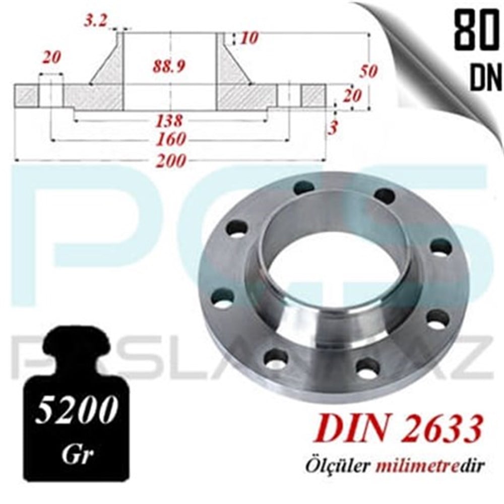 PASLANMAZ ÇELİK 304 KALİTE BOYUNLU FLANŞ