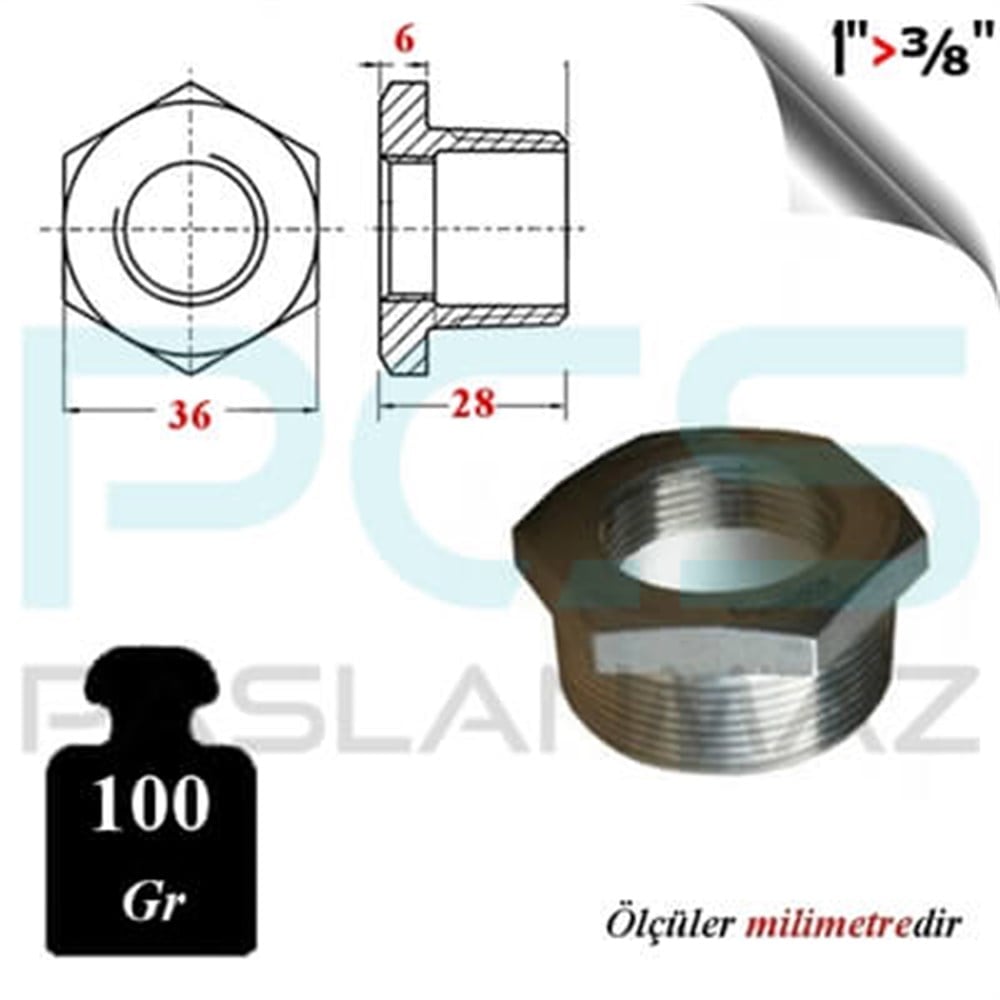 PASLANMAZ ÇELİK 304 KALİTE BUSHİNG REDÜKSİYON