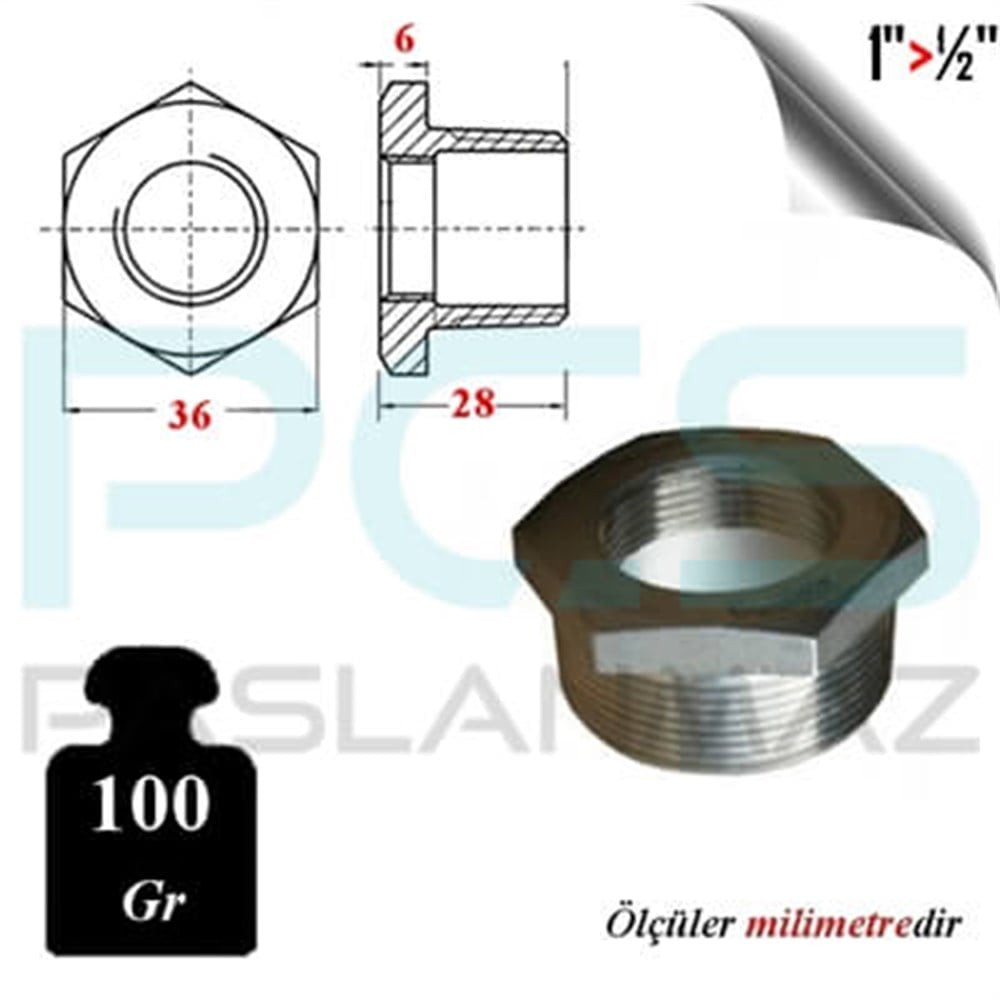PASLANMAZ ÇELİK 304 KALİTE BUSHİNG REDÜKSİYON