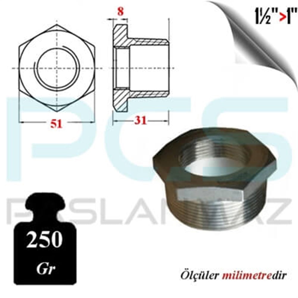PASLANMAZ ÇELİK 304 KALİTE BUSHİNG REDÜKSİYON