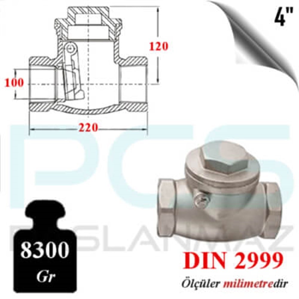 PASLANMAZ ÇELİK 304 KALİTE ÇALPARA ÇEKVALF