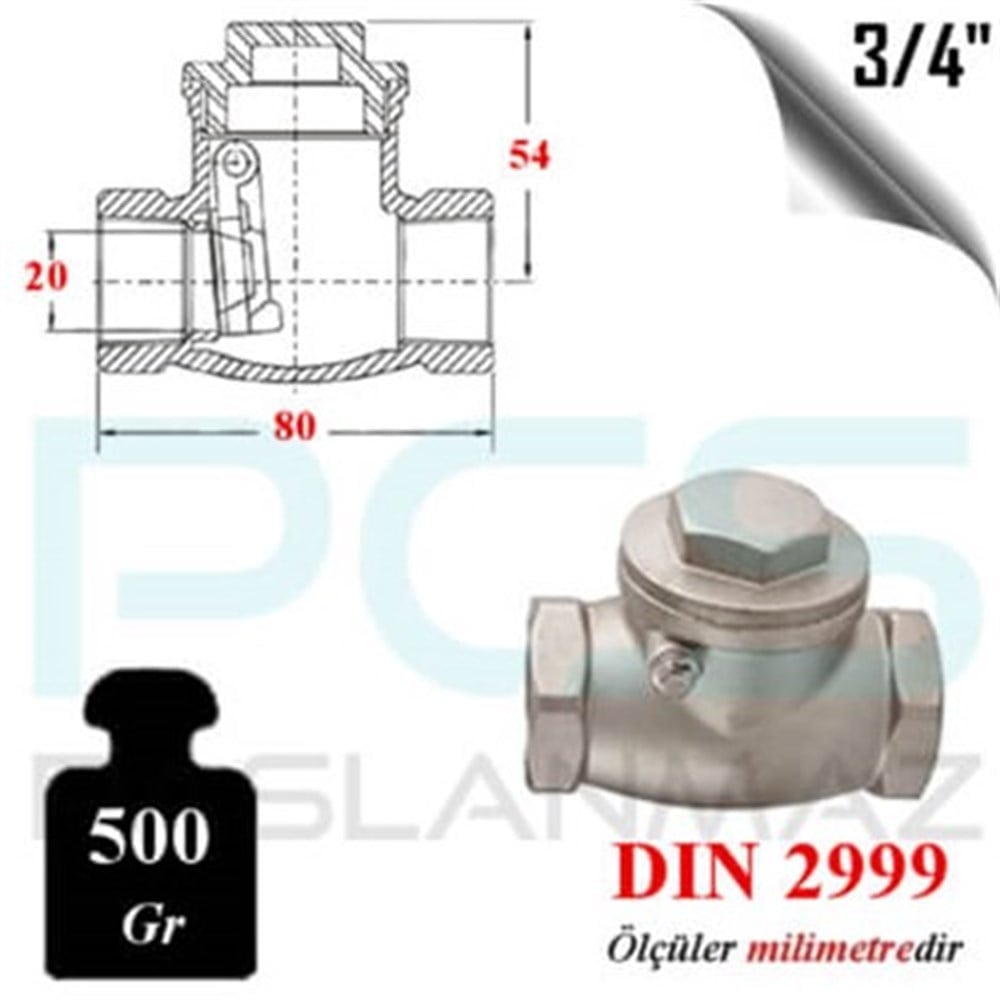 PASLANMAZ ÇELİK 304 KALİTE ÇALPARA ÇEKVALF