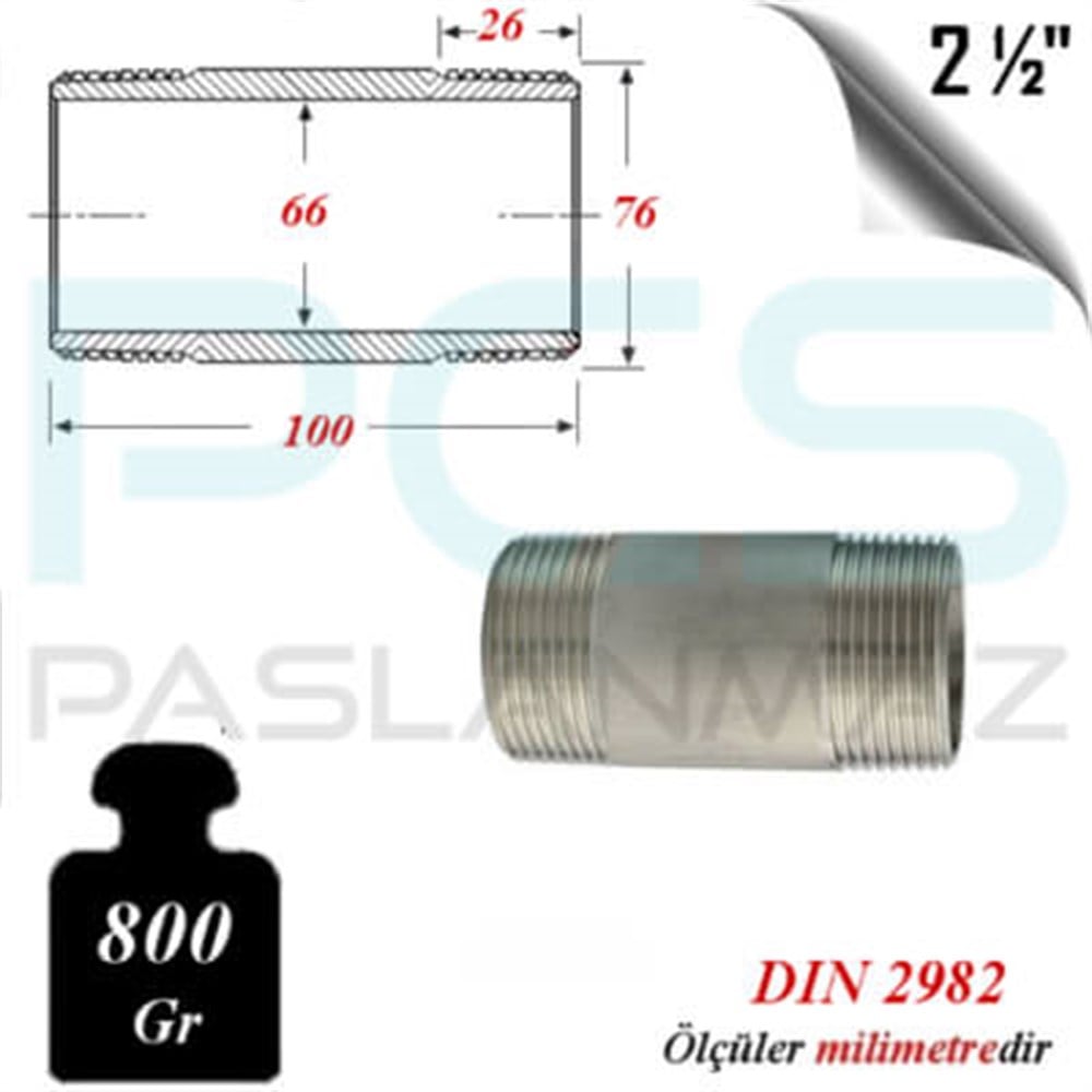 PASLANMAZ ÇELİK 304 KALİTE ÇiFT NİPELLER