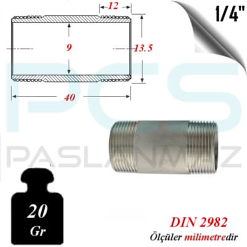 PASLANMAZ ÇELİK 304 KALİTE ÇiFT NİPELLER