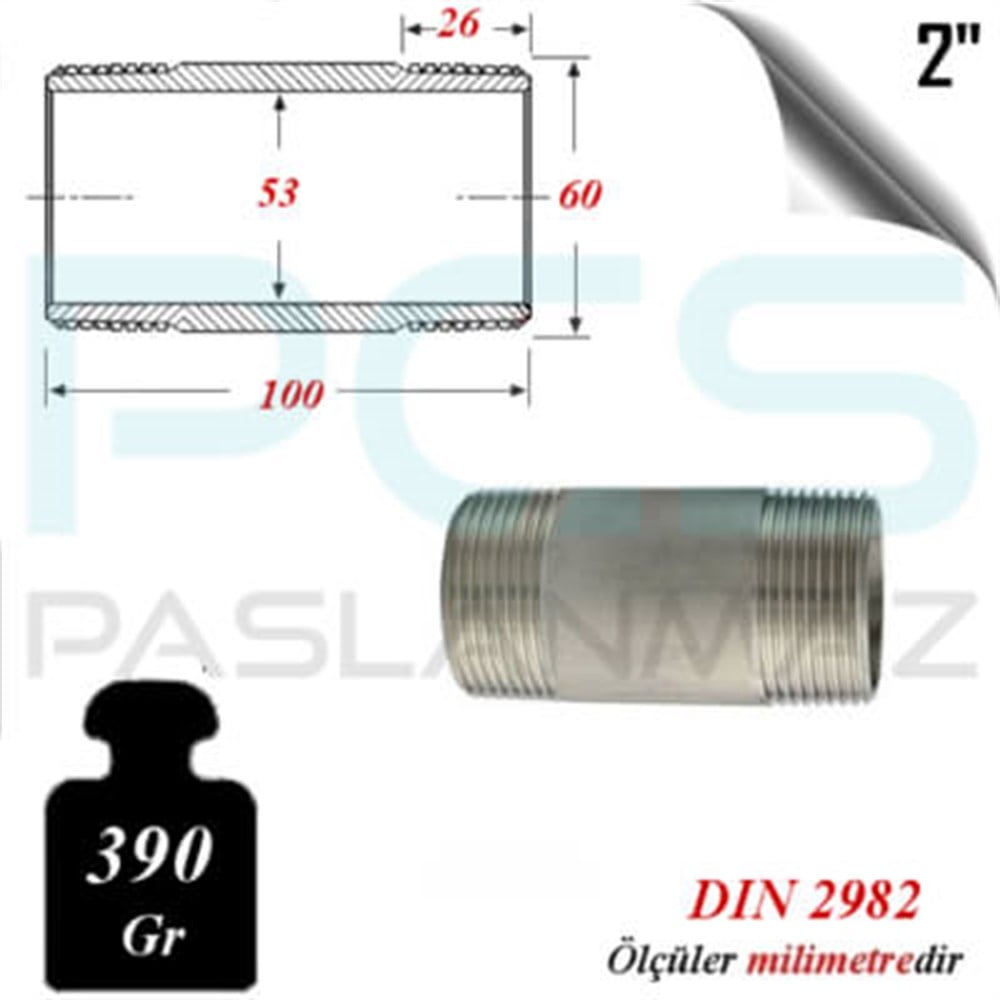 PASLANMAZ ÇELİK 304 KALİTE ÇiFT NİPELLER