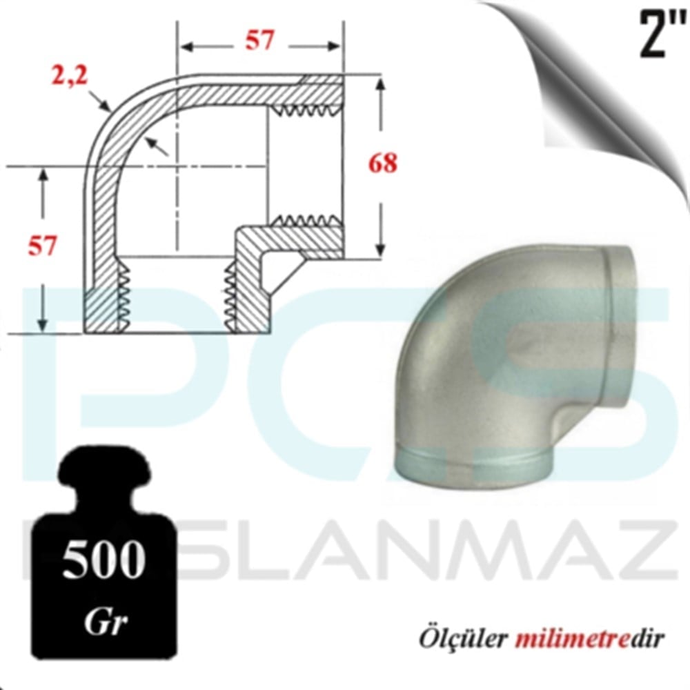 PASLANMAZ ÇELİK 304 KALİTE DİŞLİ DİRSEK