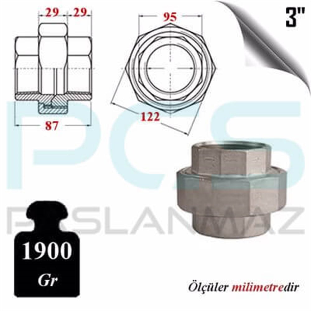 PASLANMAZ ÇELİK 304 KALİTE DİŞLİ KONiK REKOR