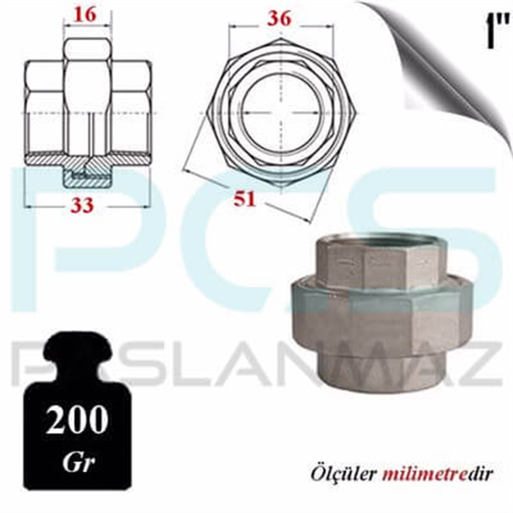 PASLANMAZ ÇELİK 304 KALİTE DİŞLİ KONiK REKOR