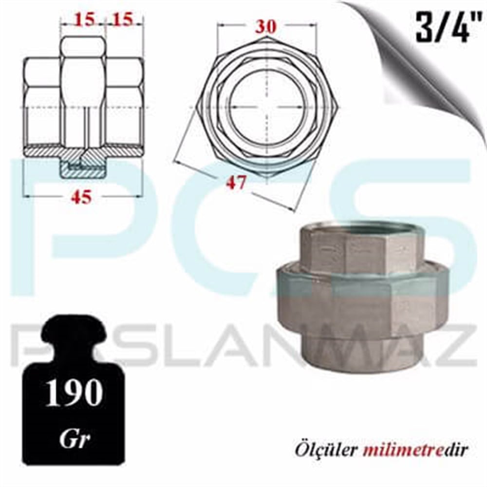 PASLANMAZ ÇELİK 304 KALİTE DİŞLİ KONiK REKOR