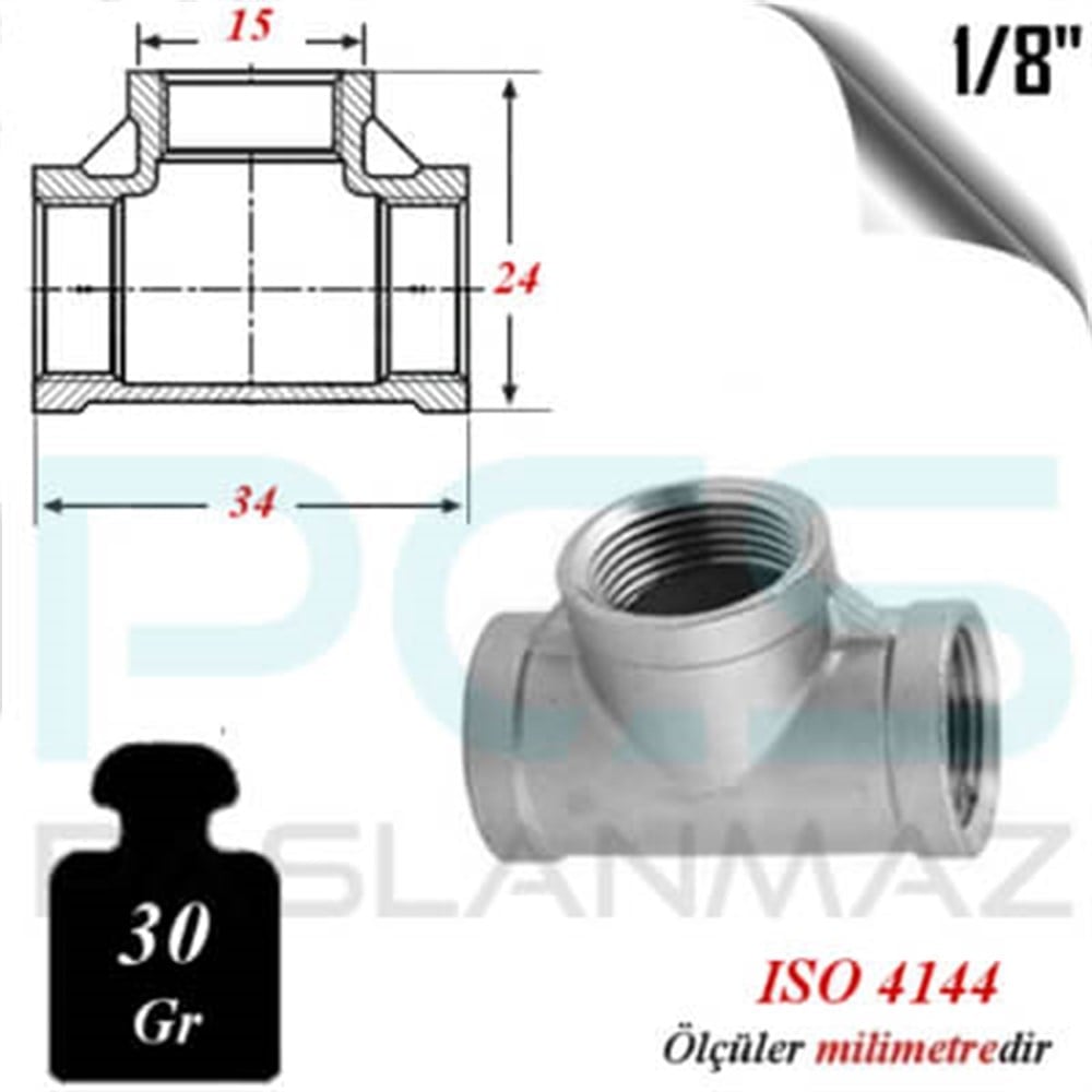 PASLANMAZ ÇELİK 304 KALİTE DİŞLİ TEE