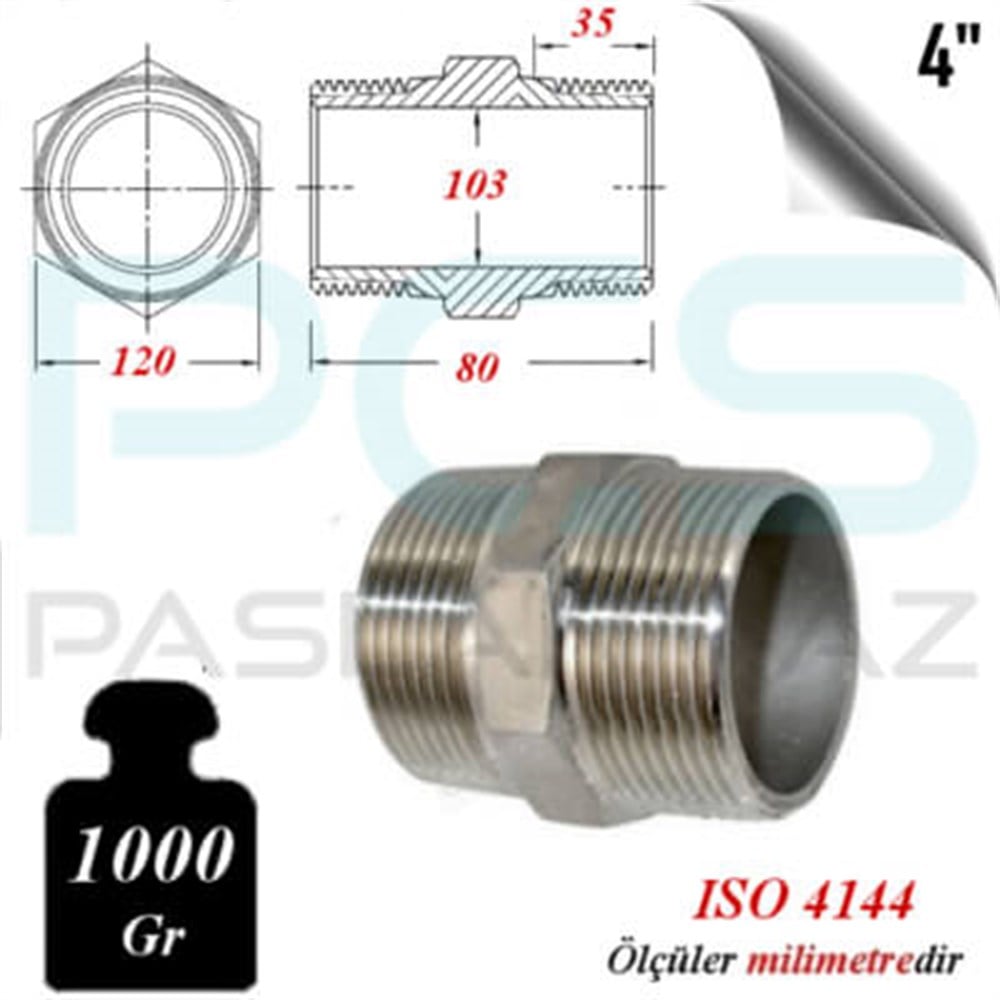 PASLANMAZ ÇELİK 304 KALİTE HEX NİPELLER