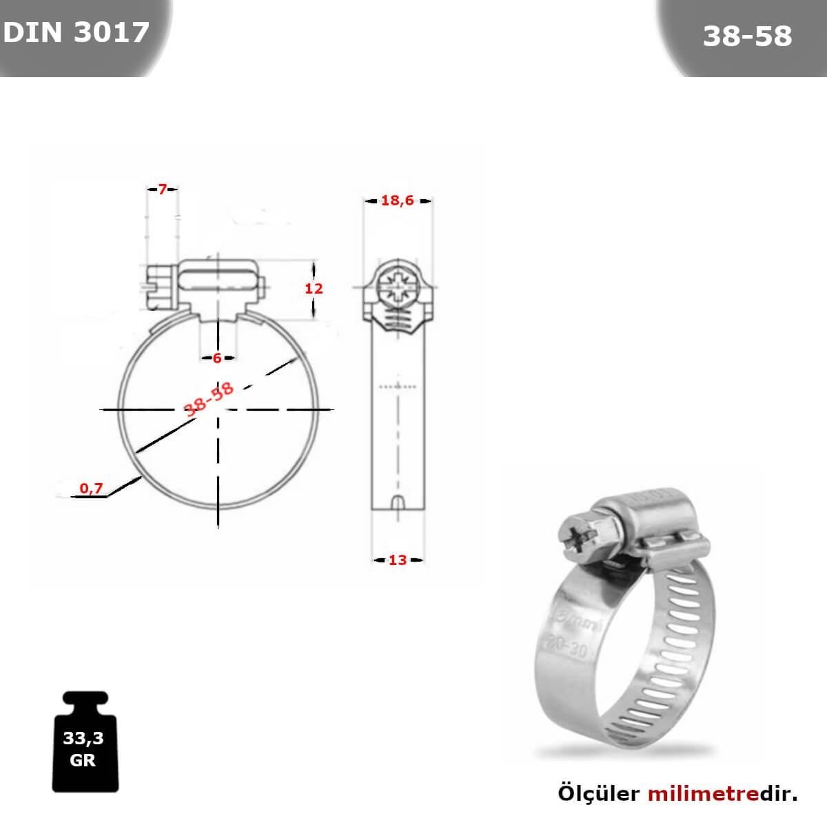 PASLANMAZ ÇELİK 304 KALİTE HORTUM KELEPÇESİ