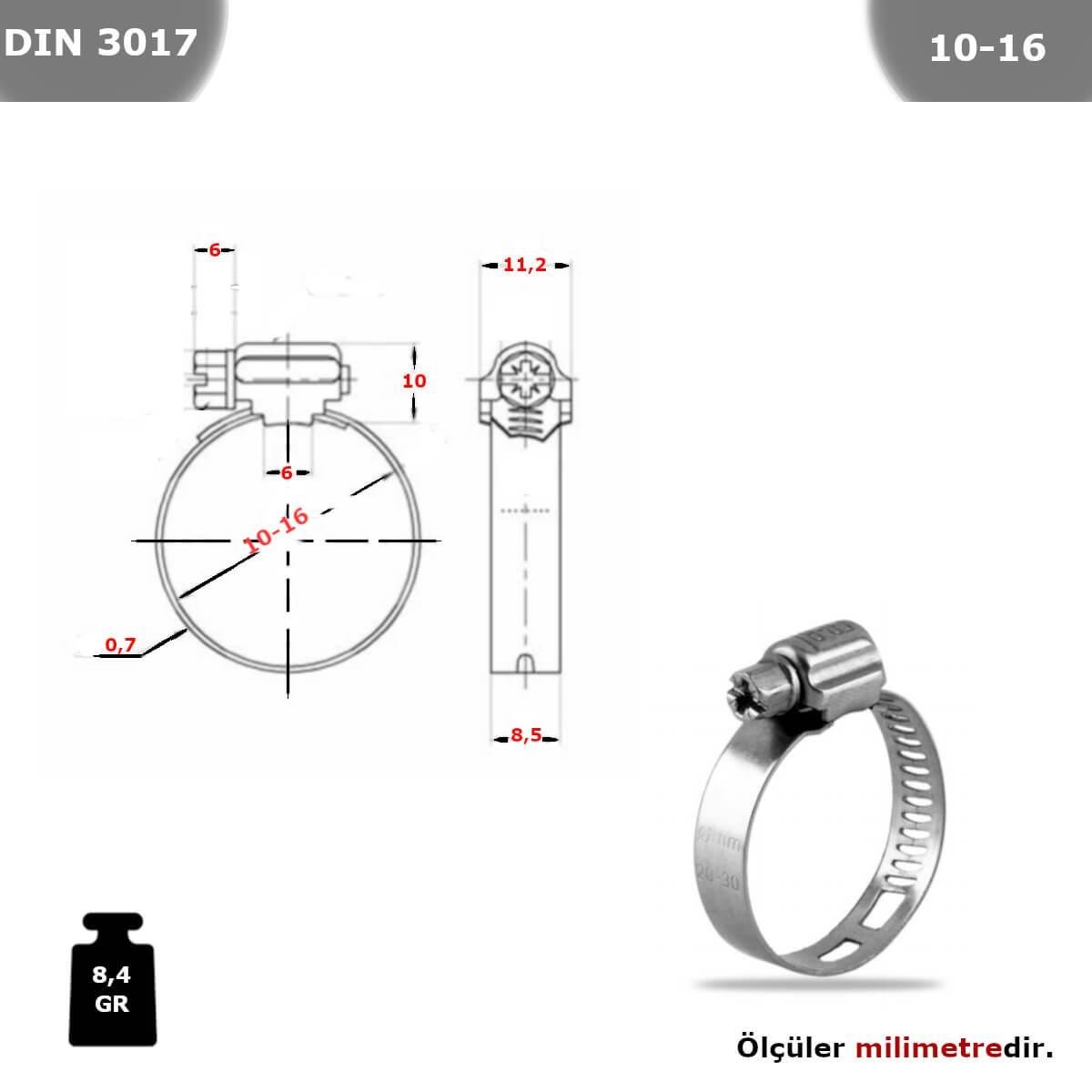 PASLANMAZ ÇELİK 304 KALİTE HORTUM KELEPÇESİ