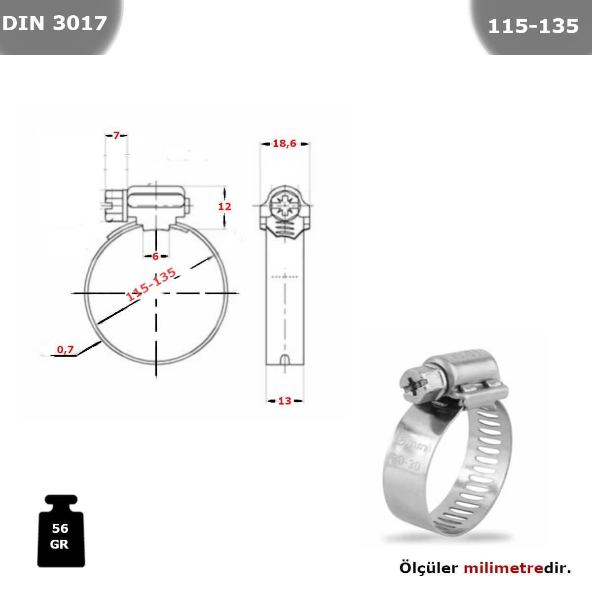 PASLANMAZ ÇELİK 304 KALİTE HORTUM KELEPÇESİ