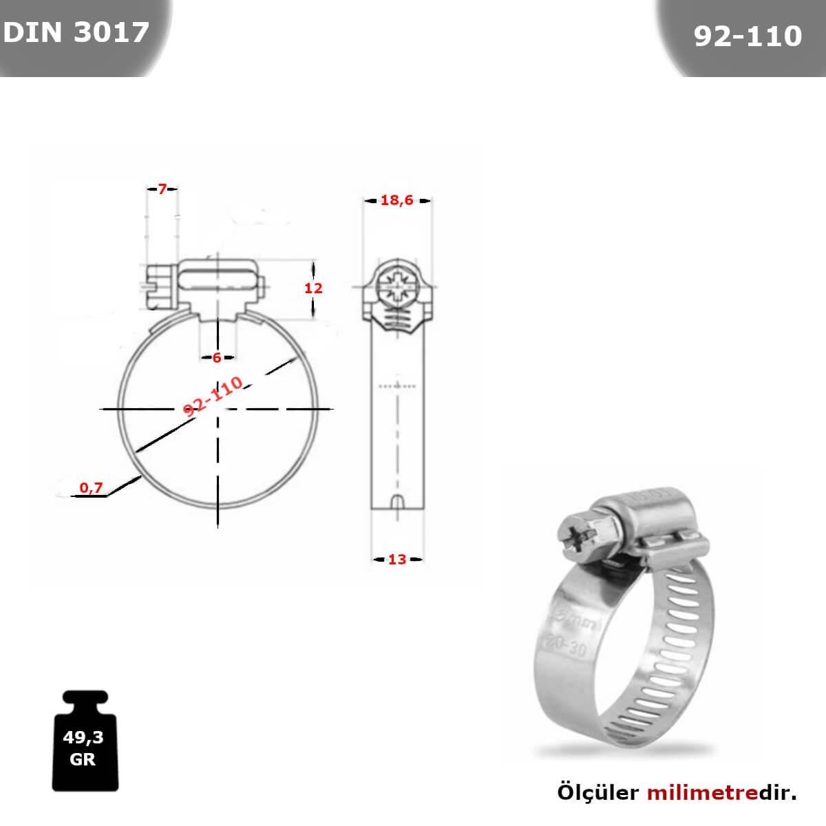 PASLANMAZ ÇELİK 304 KALİTE HORTUM KELEPÇESİ