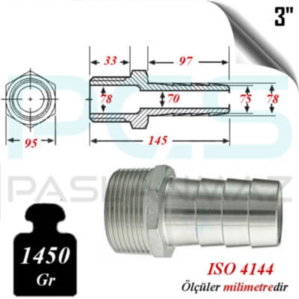 PASLANMAZ ÇELİK 304 KALİTE HORTUM UÇLU NİPELLER