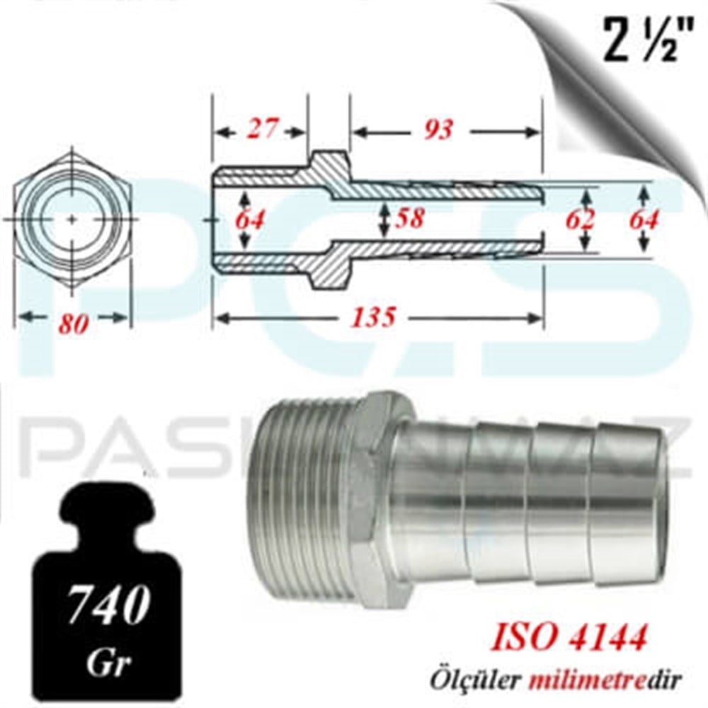 PASLANMAZ ÇELİK 304 KALİTE HORTUM UÇLU NİPELLER
