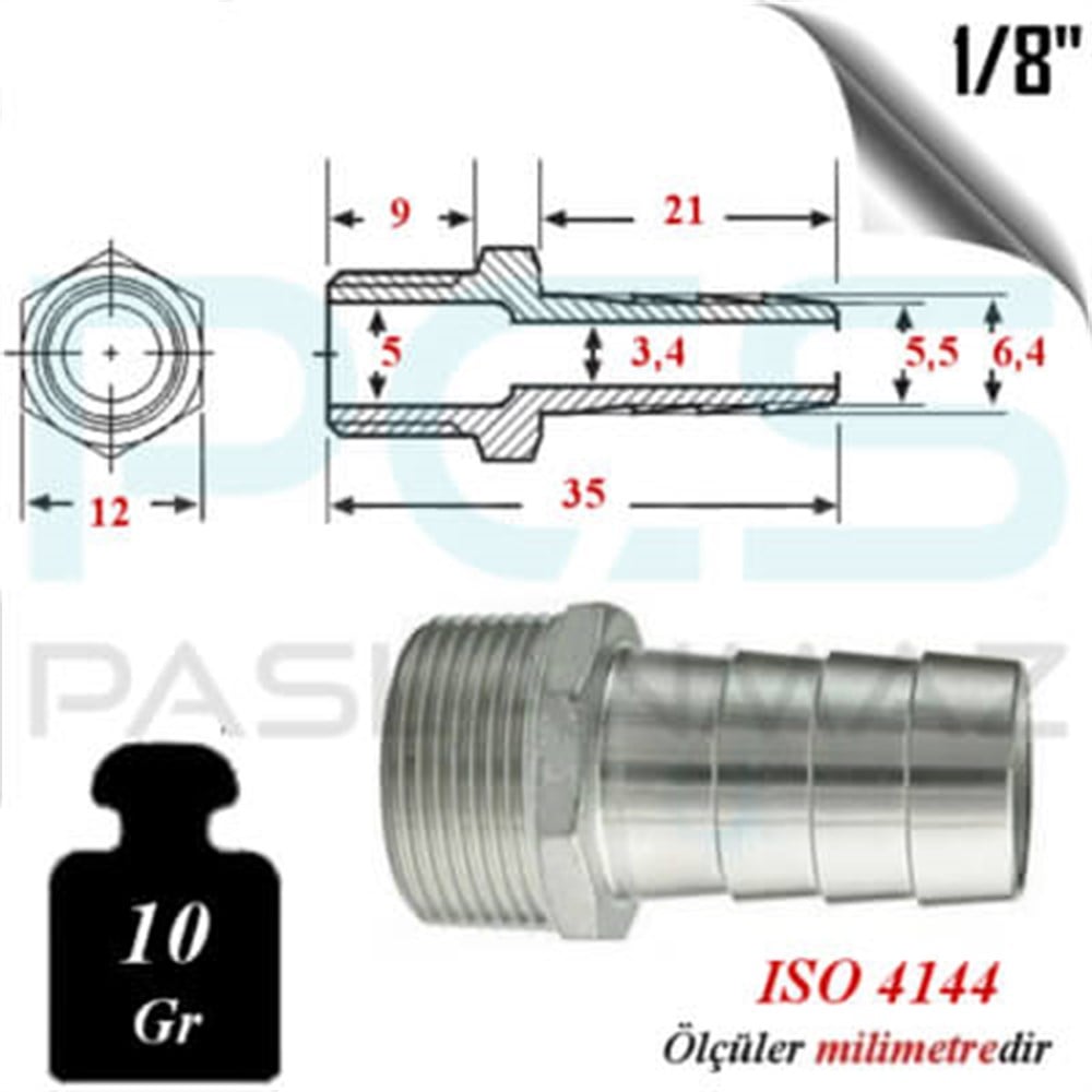 PASLANMAZ ÇELİK 304 KALİTE HORTUM UÇLU NİPELLER