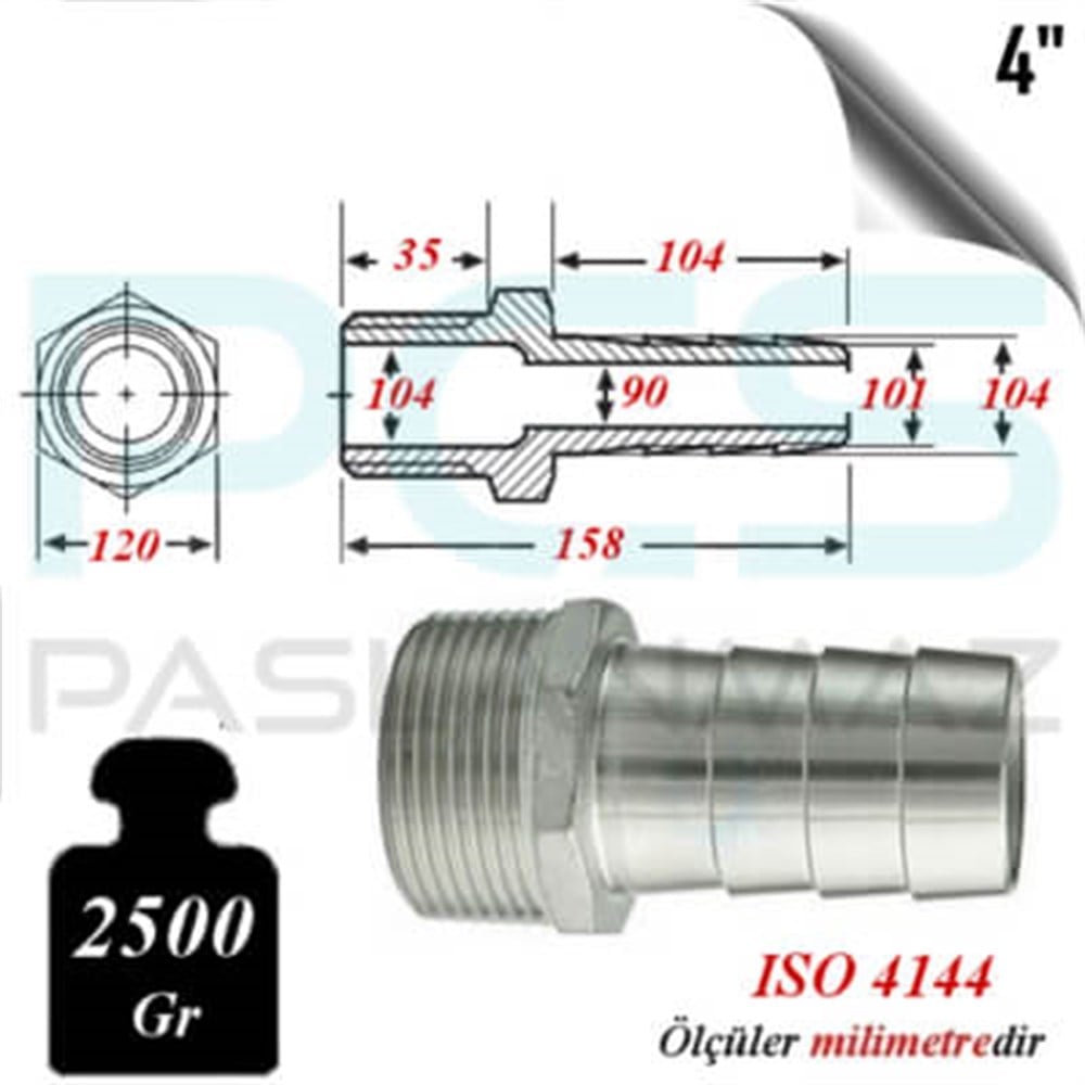 PASLANMAZ ÇELİK 304 KALİTE HORTUM UÇLU NİPELLER