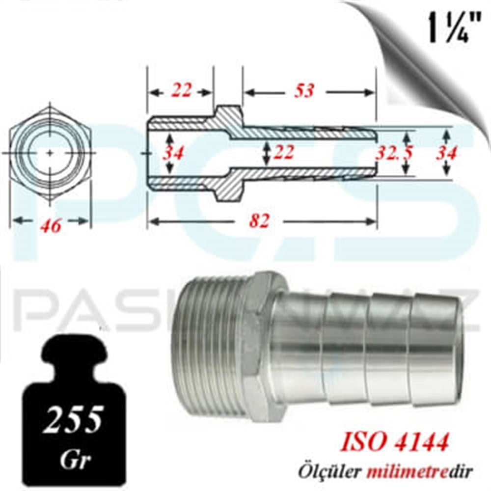 PASLANMAZ ÇELİK 304 KALİTE HORTUM UÇLU NİPELLER
