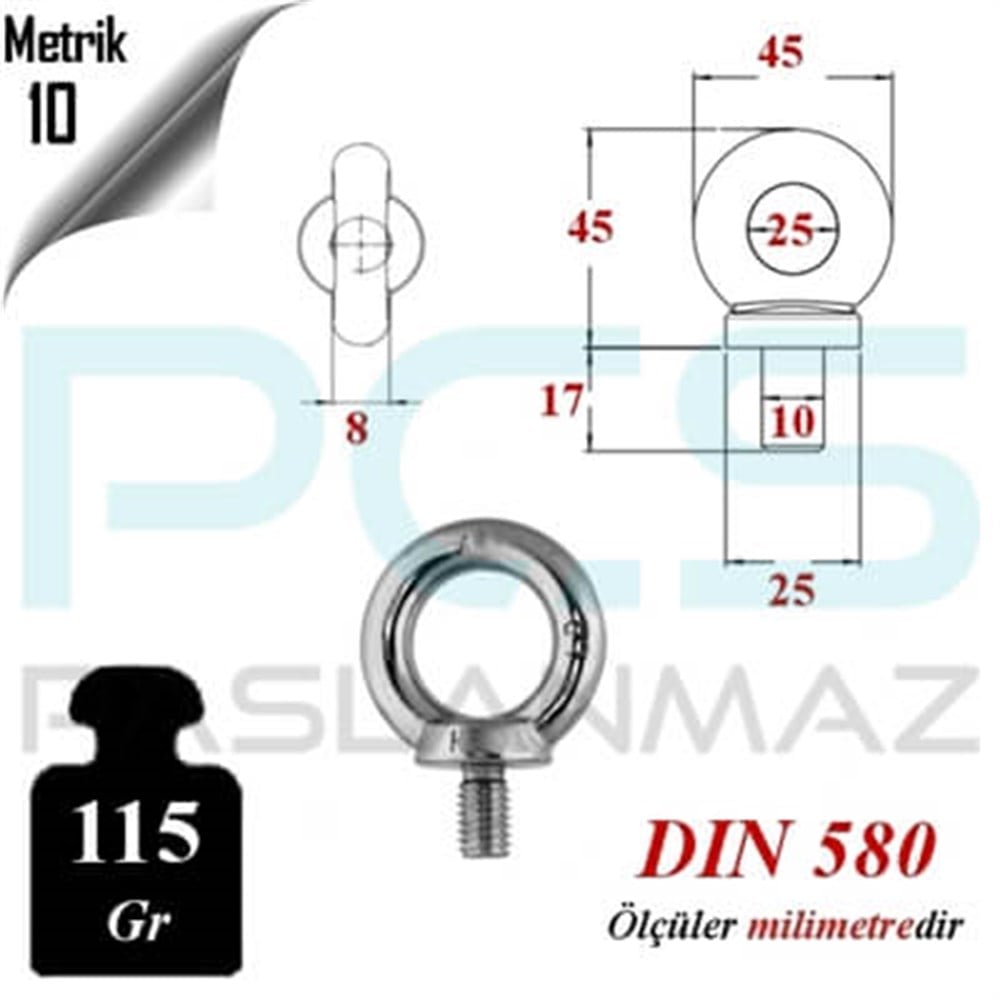 PASLANMAZ ÇELİK 304 KALİTE İNOX A2 AYBOLT MAPA