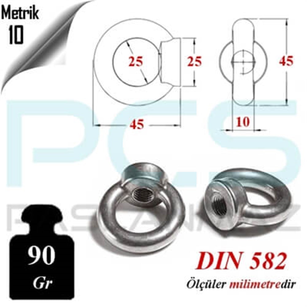 PASLANMAZ ÇELİK 304 KALİTE İNOX A2 DİŞİ AYBOLT MAPA