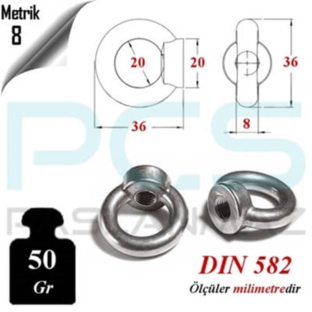 PASLANMAZ ÇELİK 304 KALİTE İNOX A2 DİŞİ AYBOLT MAPA