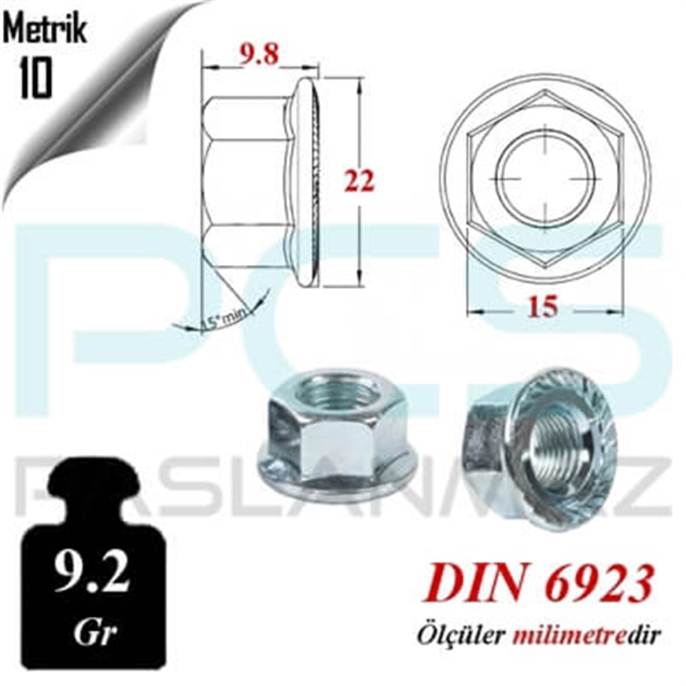 PASLANMAZ ÇELİK 304 KALİTE İNOX A2 FLANŞLI SOMUN