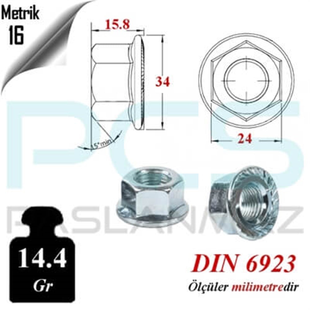 PASLANMAZ ÇELİK 304 KALİTE İNOX A2 FLANŞLI SOMUN