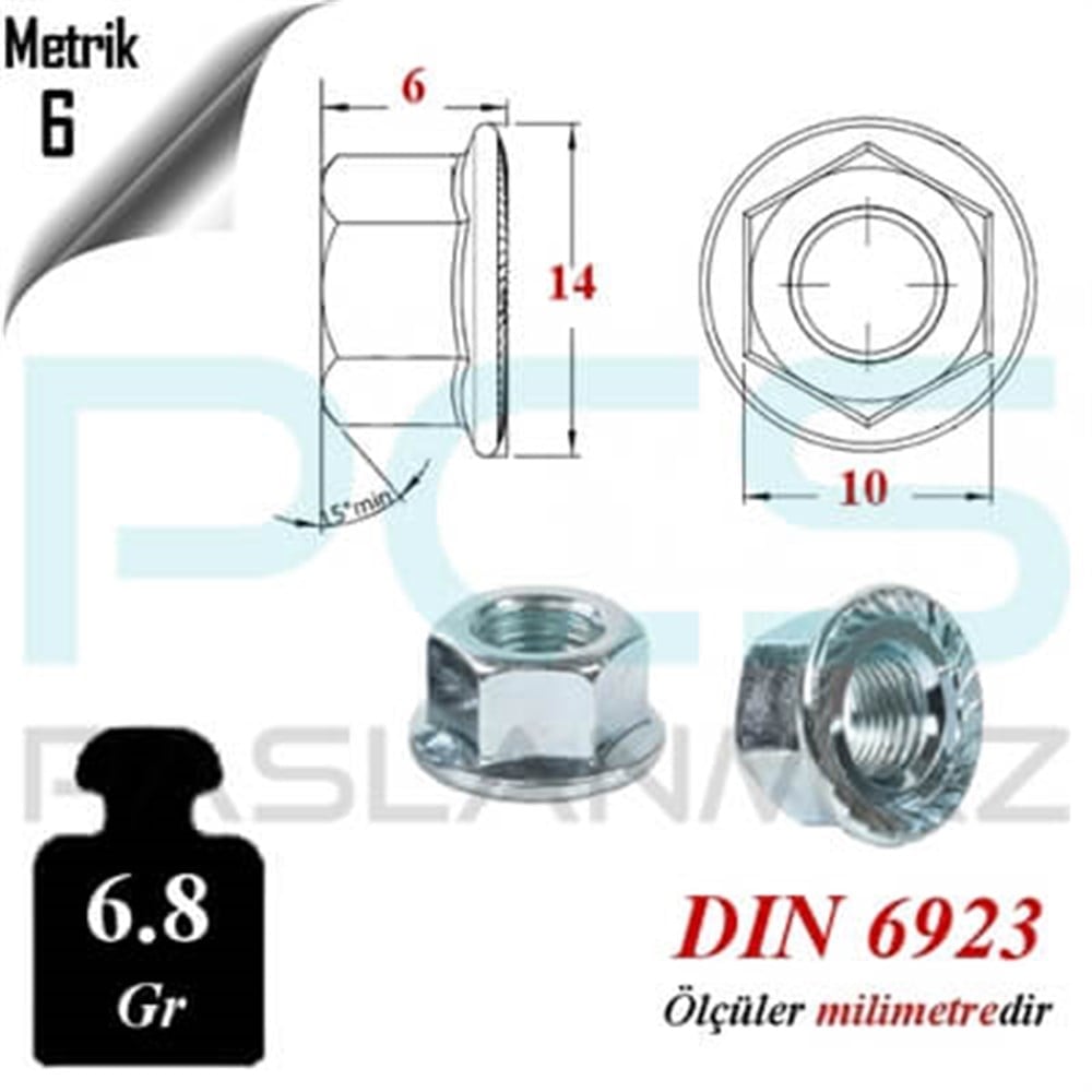 PASLANMAZ ÇELİK 304 KALİTE İNOX A2 FLANŞLI SOMUN