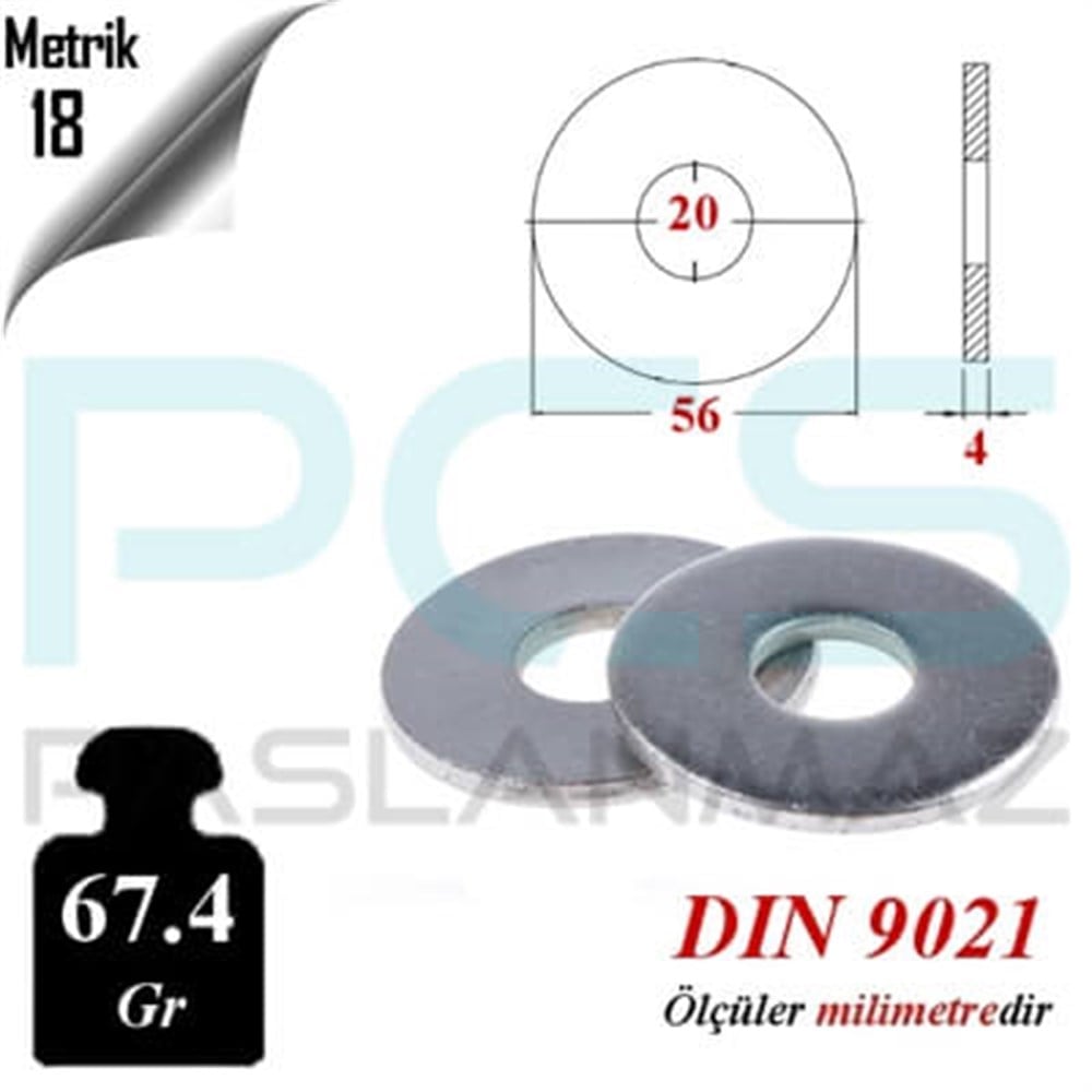 PASLANMAZ ÇELİK 304 KALİTE İNOX A2 GENİŞ PUL