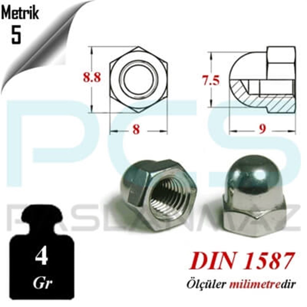 PASLANMAZ ÇELİK 304 KALİTE İNOX A2 KÖR SOMUN