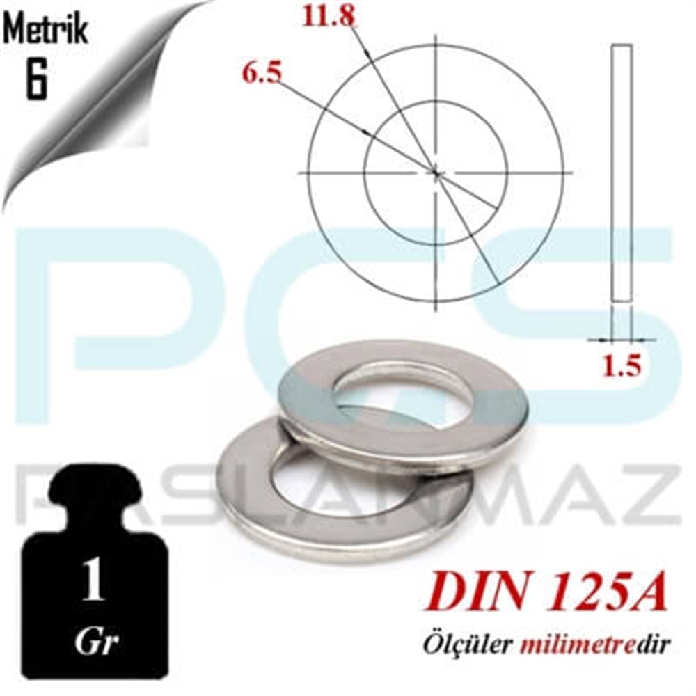 PASLANMAZ ÇELİK 304 KALİTE İNOX A2 PUL