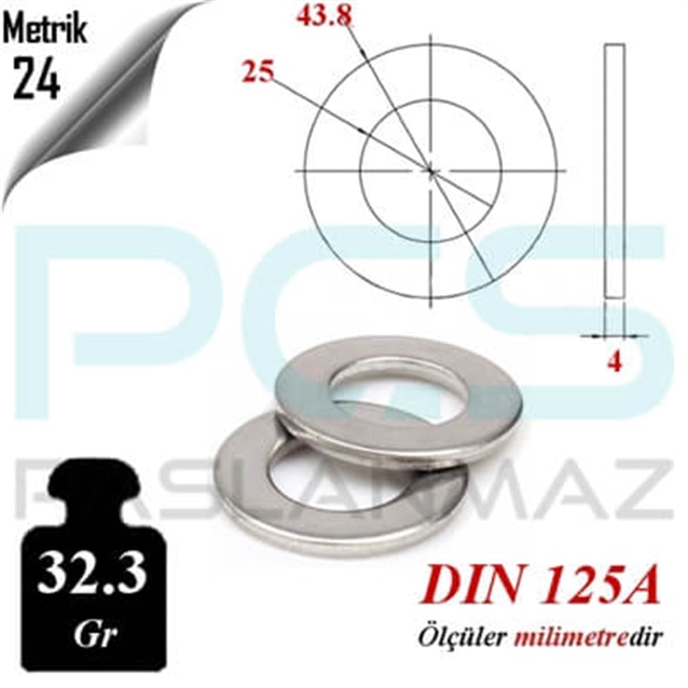 PASLANMAZ ÇELİK 304 KALİTE İNOX A2 PUL