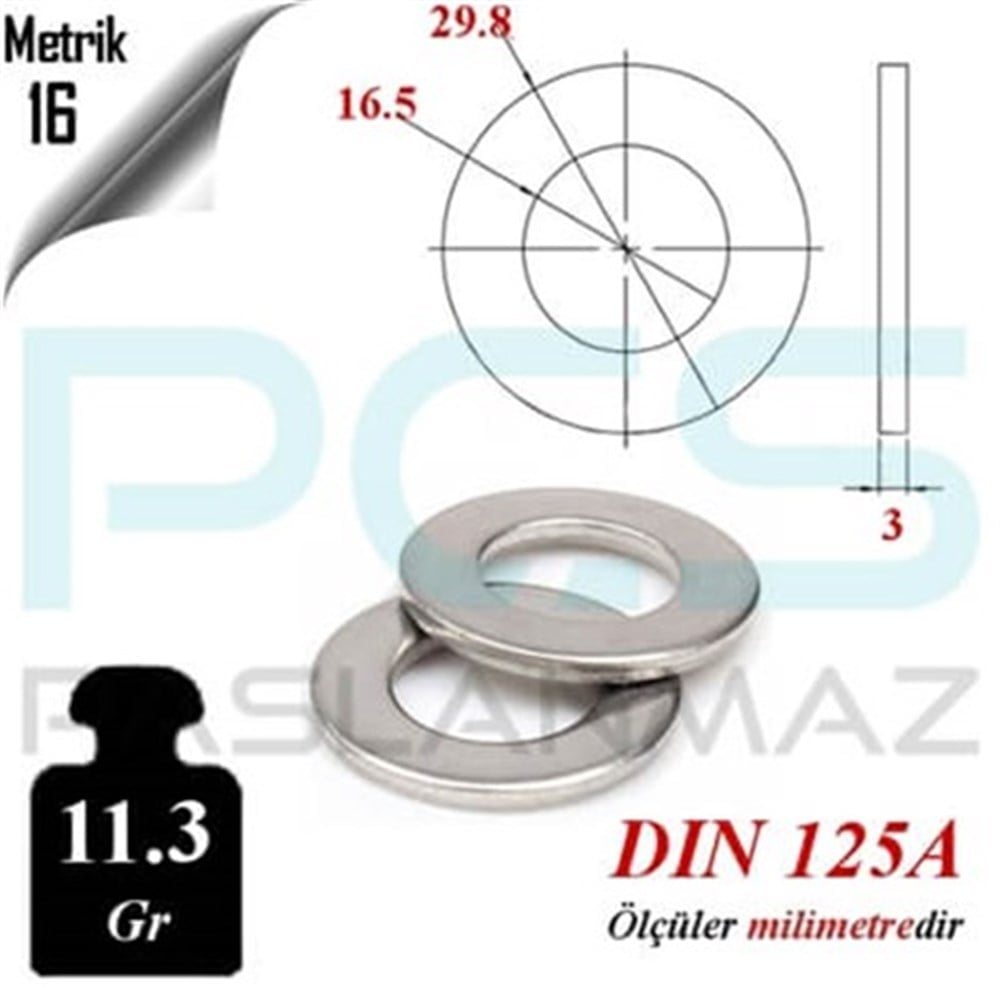 PASLANMAZ ÇELİK 304 KALİTE İNOX A2 PUL