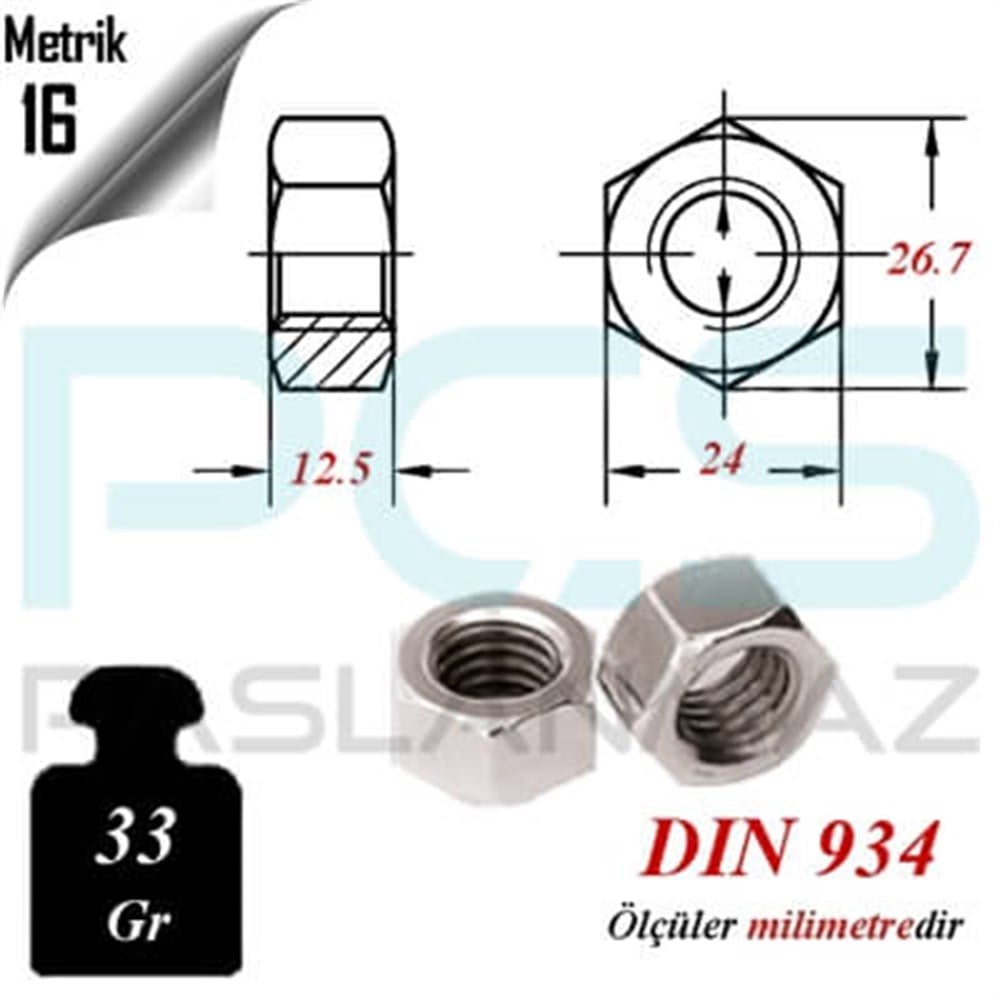 PASLANMAZ ÇELİK 304 KALİTE İNOX A2 SOMUN