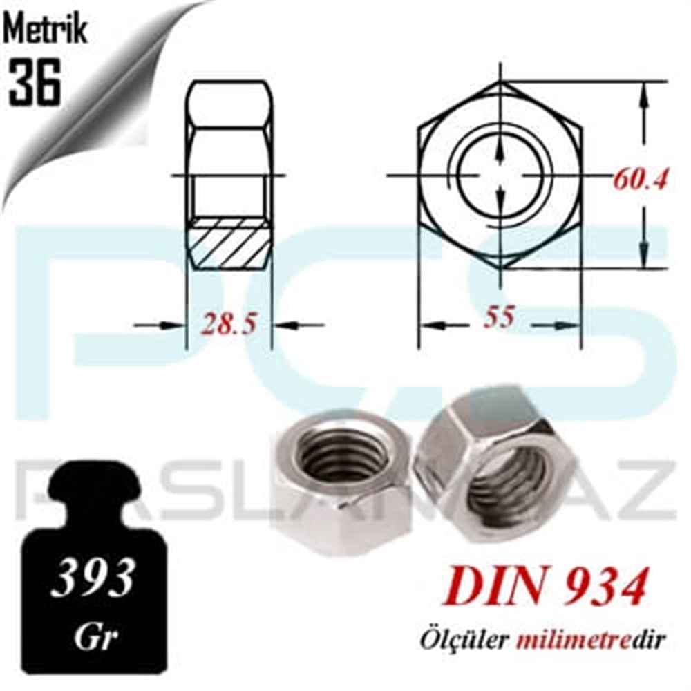 PASLANMAZ ÇELİK 304 KALİTE İNOX A2 SOMUN