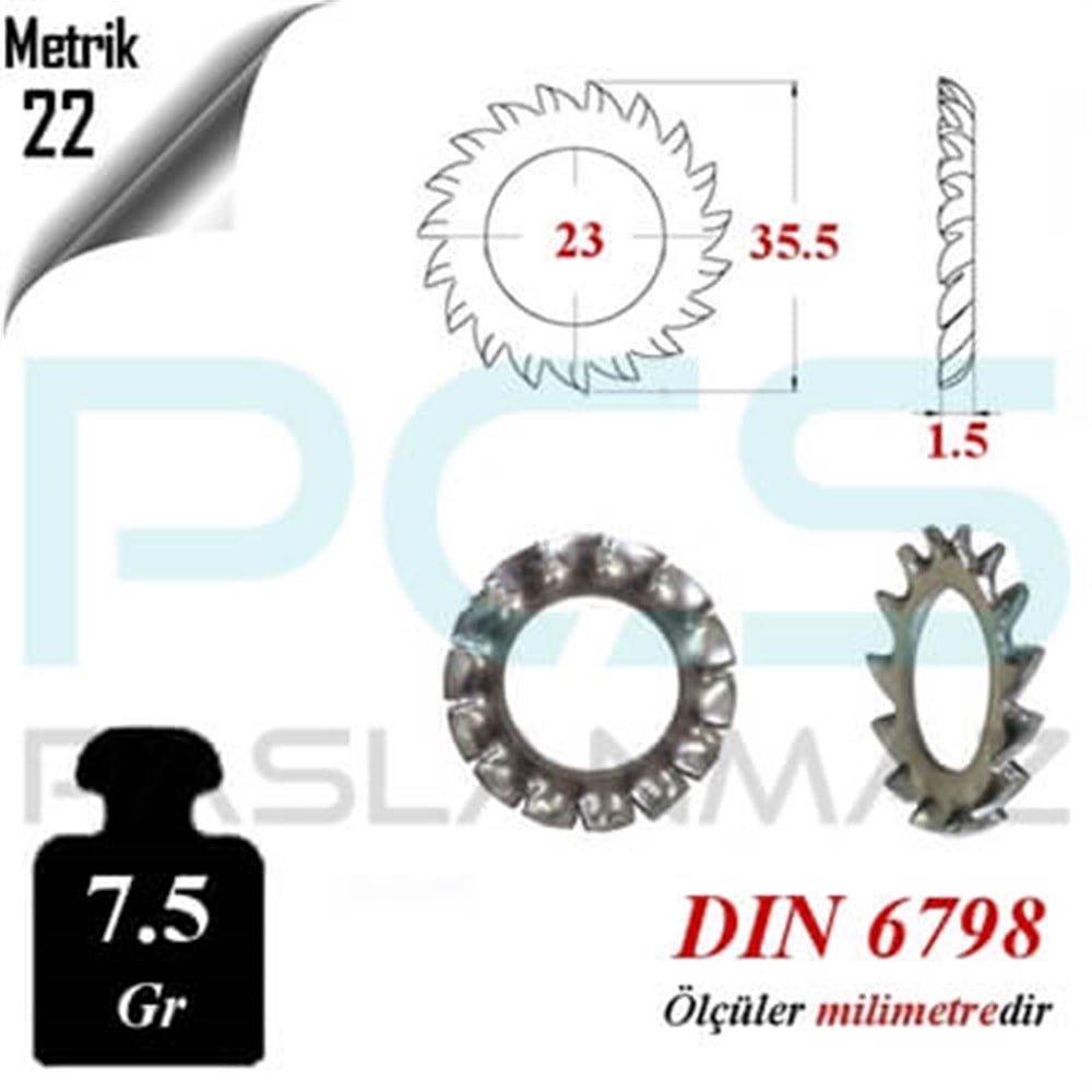 PASLANMAZ ÇELİK 304 KALİTE İNOX A2 TIRTIKLI PUL