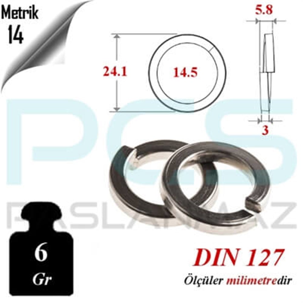 PASLANMAZ ÇELİK 304 KALİTE İNOX A2 YAYLI PUL