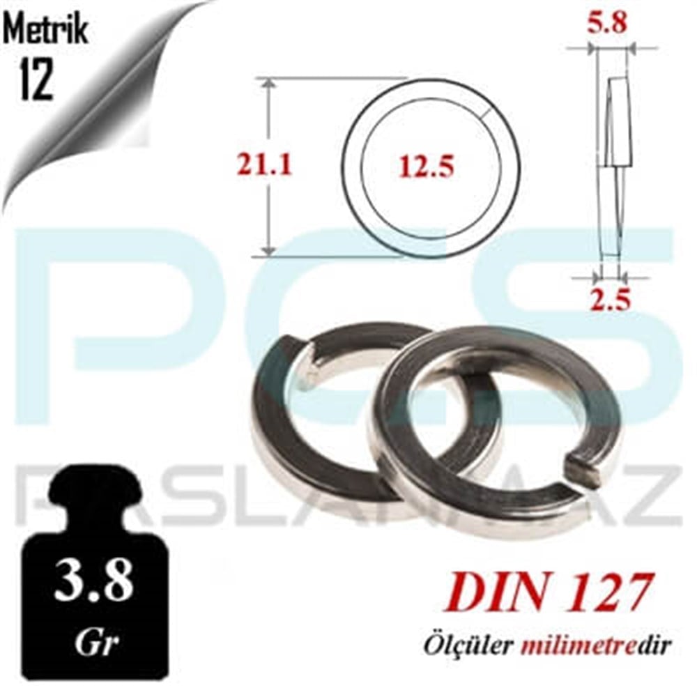PASLANMAZ ÇELİK 304 KALİTE İNOX A2 YAYLI PUL