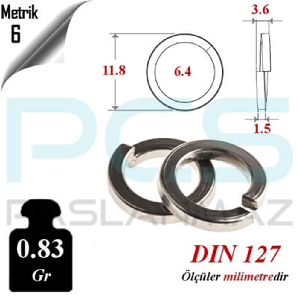 PASLANMAZ ÇELİK 304 KALİTE İNOX A2 YAYLI PUL