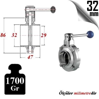 PASLANMAZ ÇELİK 304 KALİTE KELEBEK VANA