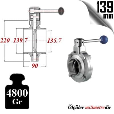 PASLANMAZ ÇELİK 304 KALİTE KELEBEK VANA