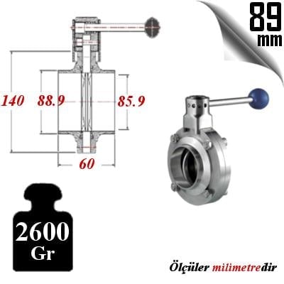 PASLANMAZ ÇELİK 304 KALİTE KELEBEK VANA